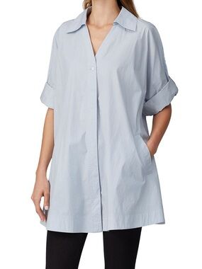 CO Light Blue Relaxed Button-Front Tunic